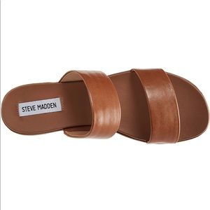 Steve Madden Women's Dual Flat Sandal, Tan Leather